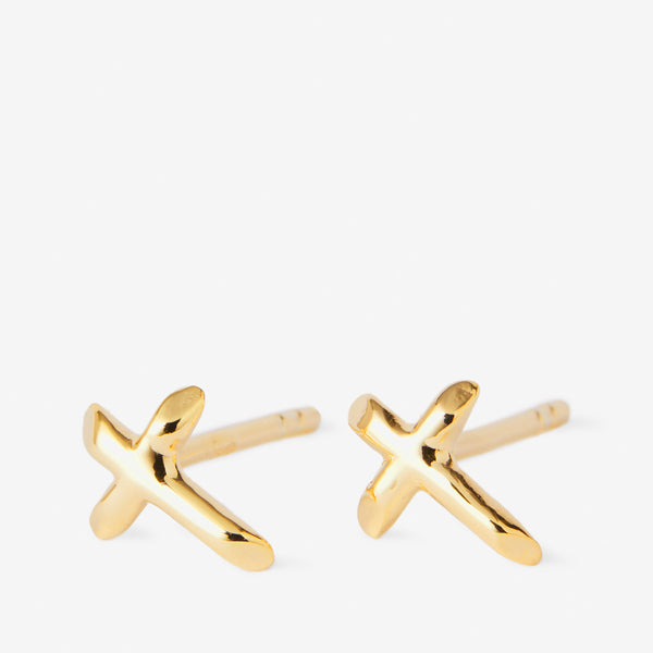 18 carat gold Petit Cross Earrings Zoe Laboure - Australia