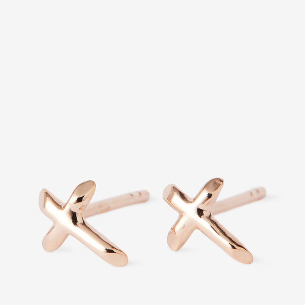 18 carat rose gold Petit Cross Earrings - Zoe Laboure 