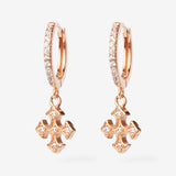 Petite pavé hoop 18ct rose gold earrings with sparkling cubic zirconia Armenian crosses  Zoe Laboure