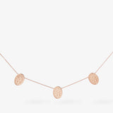 Saint Catherine Collier eaturing three Miraculous medallions with the Latin prayer - 18ct Rose Gold
